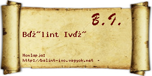 Bálint Ivó névjegykártya