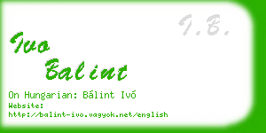 ivo balint business card