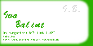 ivo balint business card